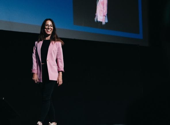 Eugenia Jongewaard on stage at UX Nordic Conference